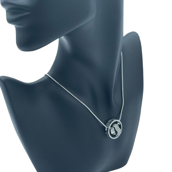 Swarovski Crystal Elements Infinity Heart with Ring Necklace Silver Tone - Picture 3 of 8